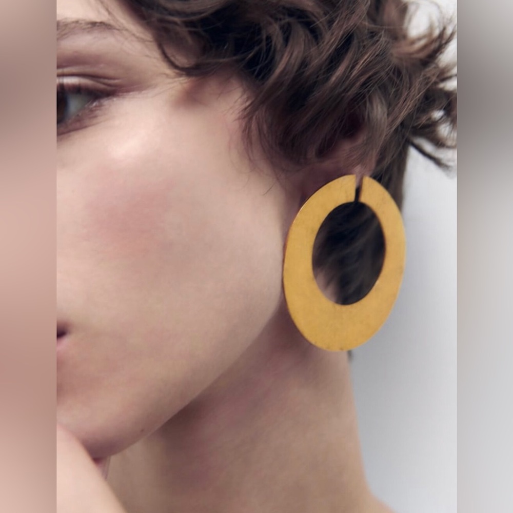 ✨3for$38 New Zara Textured Circular Open Hoop Earrings - Picture 13 of 16